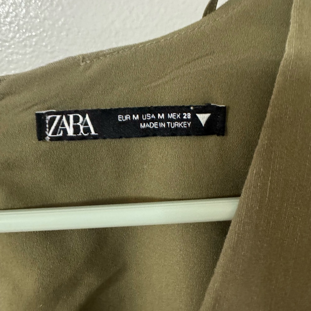 Zara Khaki Stretchy Linen Shirt Dress - Picture 5 of 8